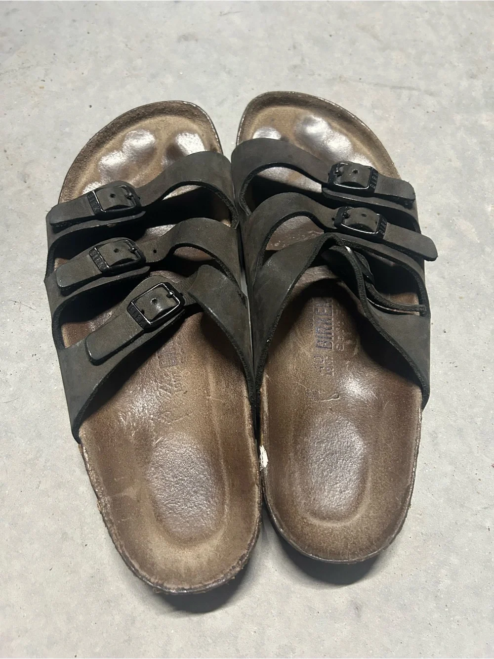 Birkenstock Triple-Strap Sandals in Dark Brown/Black